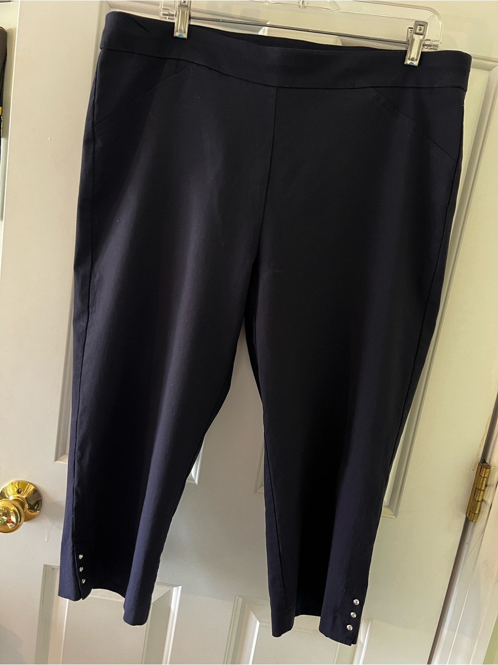 Counterparts Black Pull-On Capri Pant with Button Hem Detail